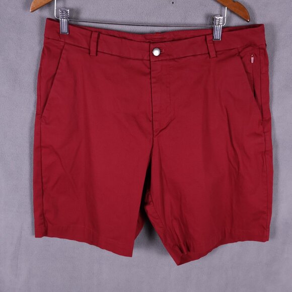 Lululemon Commission Shorts Mens 34 Burgundy Red 9" Golf Chino Warpstreme - Picture 1 of 13